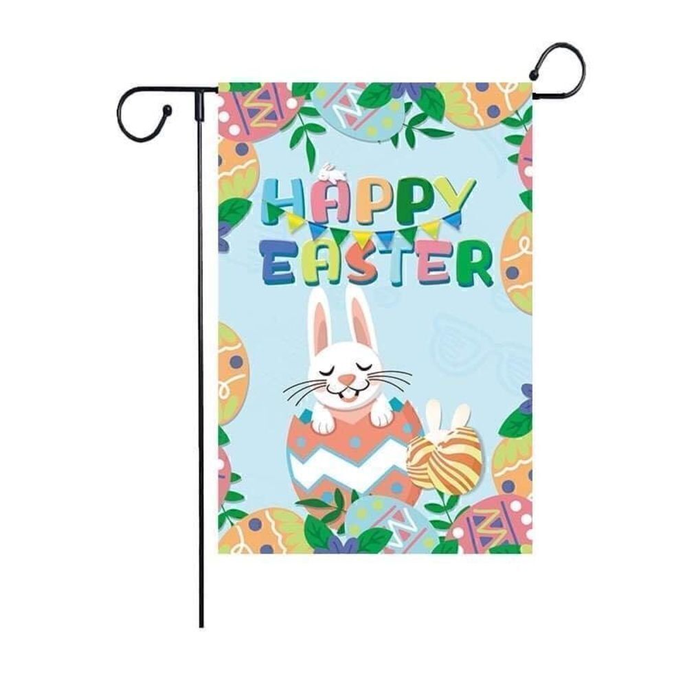Happy Easter Farmhouse Garden Flag 12x 18 Inch Bunny Vertical Double Sided #1